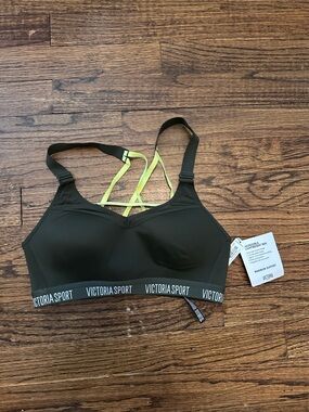 Victoria Sport Army & Neon Green Strappy Sports Bra